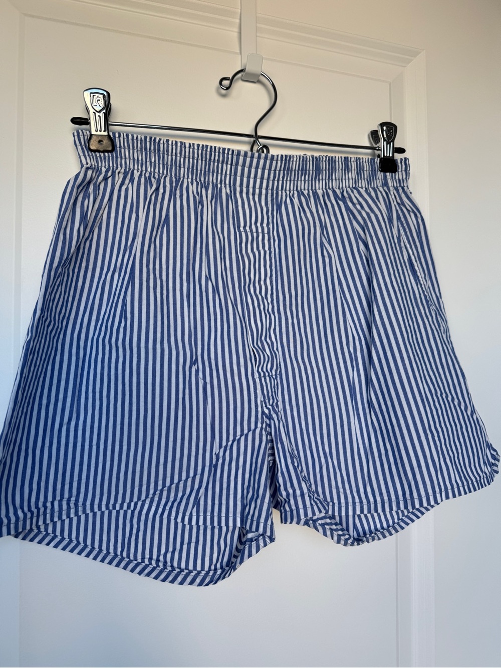 Uniqlo 100% Cotton Blue and White Striped Cotton Boxer Shorts
